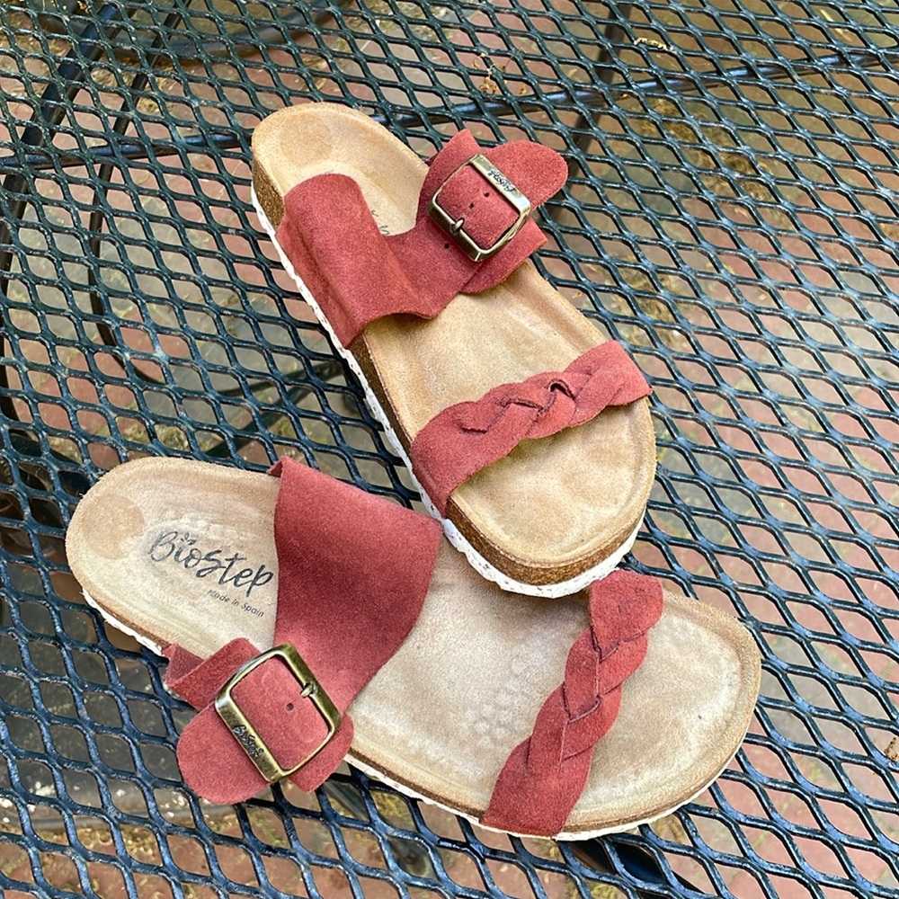 BioStep red/maroon leather sandal